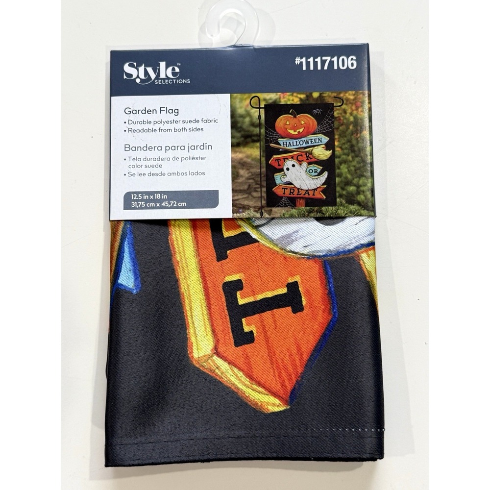Style Selections Halloween Garden Flag 12.5x18 Ghost Pumpkin Double Sided
